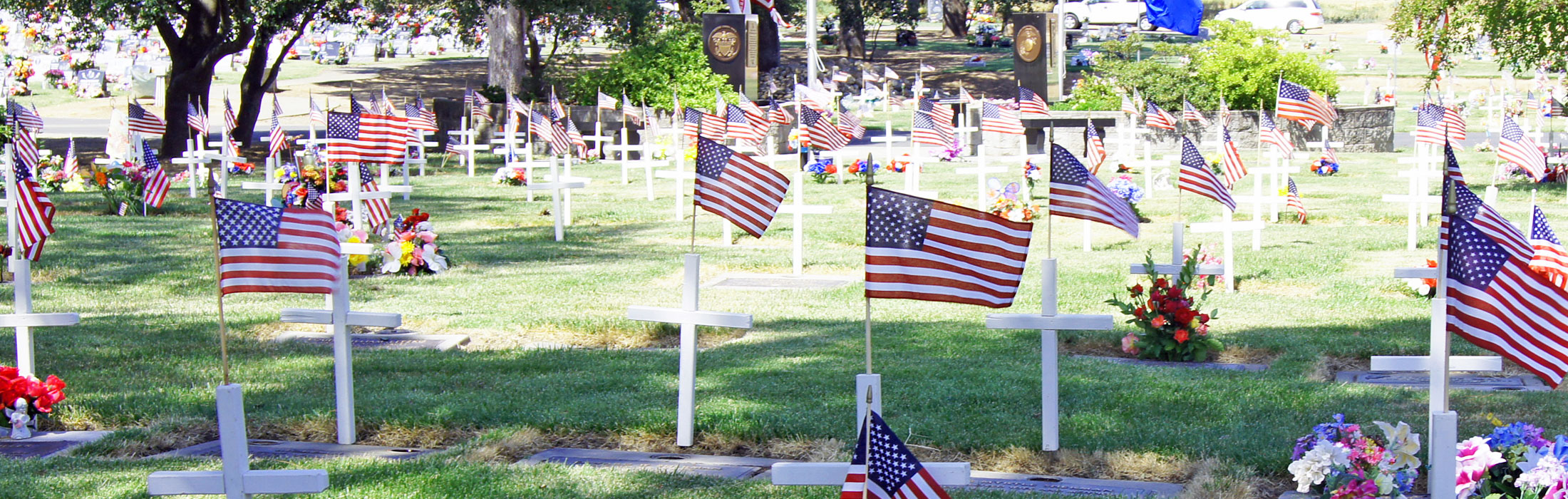 Veteran Flags Image at Sylvan Cemetery.
